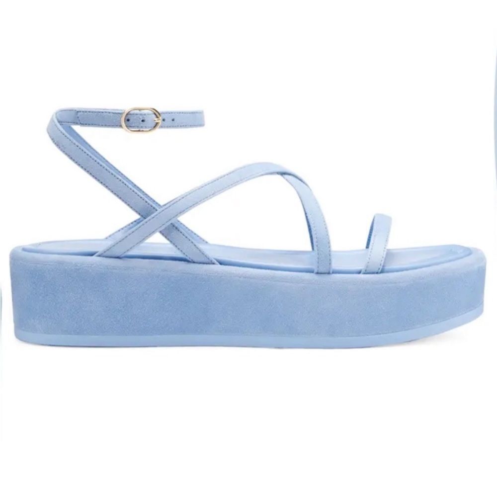 Stuart Weitzman Summerlift Platform Sandal Blue Size 7 - Picture 3 of 13